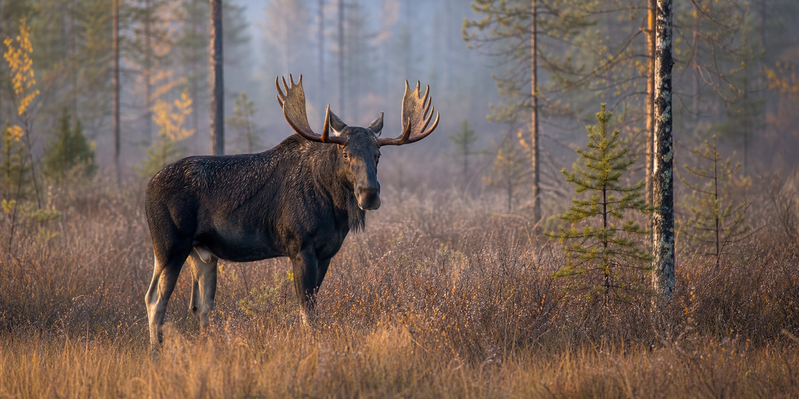 Hirvi suomalaisessa metsässä – kuvituskuva